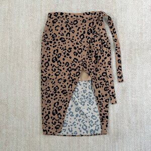 Lovers and Friends Animal Print Wrap Midi Skirt XXS